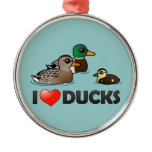 I Love Ducks Premium circle Ornament