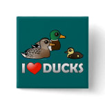 I Love Ducks Square Button