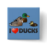 I Love Ducks Square Button