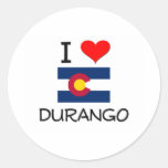 I Love DURANGO Colorado Round Sticker