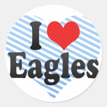 I Love Eagles Round Stickers
