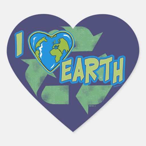 I Love Earth Recycle Sticker Zazzle