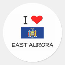 I Love East Aurora New York Round Sticker
