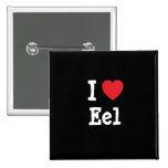 I love Eel heart T-Shirt Pins