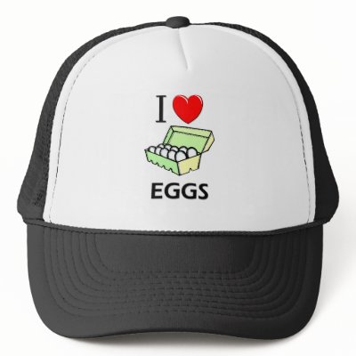 I Love Eggs Trucker Hats by foodshirts
