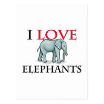 I Love Elephants Post Cards