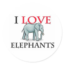 I Love Elephants Stickers