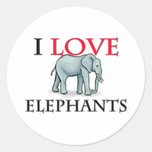 I Love Elephants Stickers