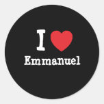 I love Emmanuel heart custom personalized Round Stickers
