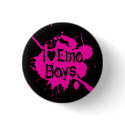 "I Love Emo Boys" Pink Paint Splatter buttons