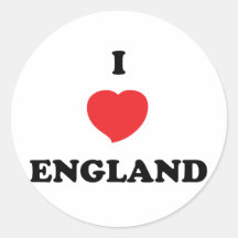 I LOVE England Round Stickers