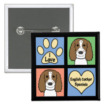 I Love English Cocker Spaniels Button