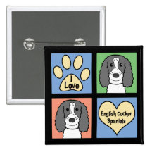 I Love English Cocker Spaniels Buttons