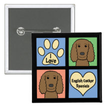 I Love English Cocker Spaniels Pin