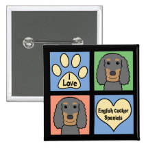 I Love English Cocker Spaniels Pins