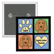 I Love English Cocker Spaniels Pins