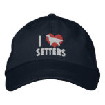 I Love English Setters Embroidered Hat (Dark) embroidered hats