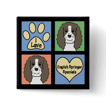 I Love English Springers buttons by dogcartoons I Love English Springers buttons