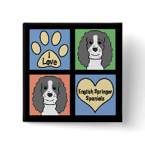 I Love English Springers buttons by dogcartoons I Love English Springers buttons