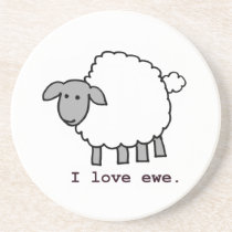 I Love Ewe Sheep Drink Coasters