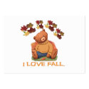 I love Fall Teddy Bear business cards
