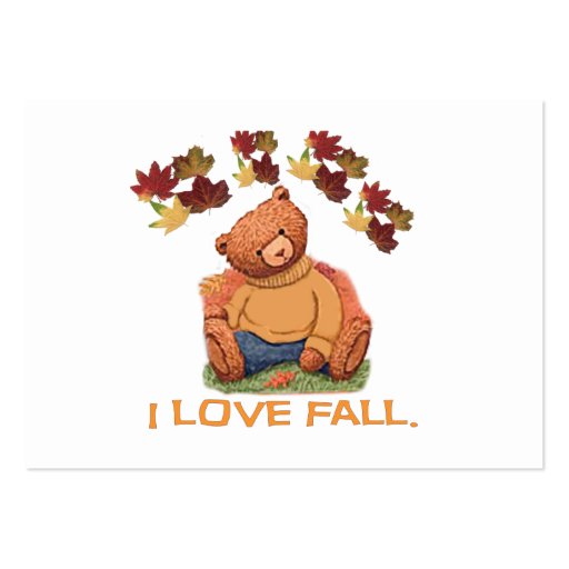 I love Fall Teddy Bear Business Card (front side)