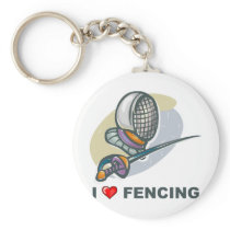 I Love Fencing Keychain