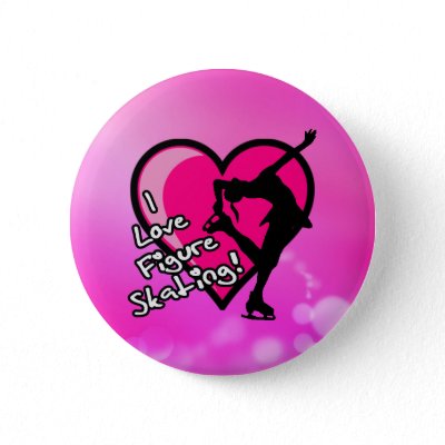 I love figure skating button, on pink