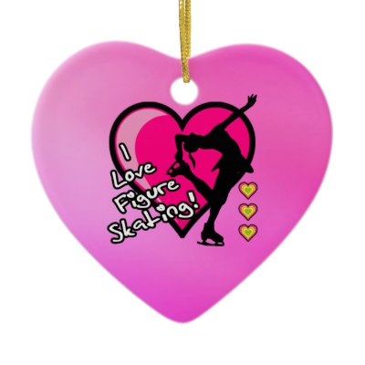 I love figure skating ornament - pink heart