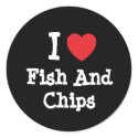 I love Fish And Chips heart T-Shirt stickers