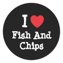 I love Fish And Chips heart T-Shirt stickers by funnycustomtshirts I love Fish And Chips heart T-Shirt stickers