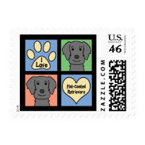 I Love Flat-Coated Retrievers Postage Stamp