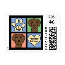 I Love Flat-Coated Retrievers Stamp
