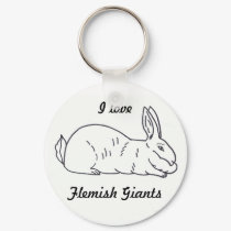 I Love Flemish Giants Rabbit Keychain