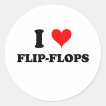 I Love Flip-Flops Round Stickers