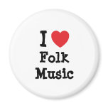 I love Folk Music heart custom personalized Fridge Magnets