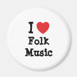 I love Folk Music heart custom personalized Fridge Magnets