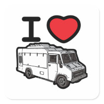 I Love Food Trucks! Square Stickers