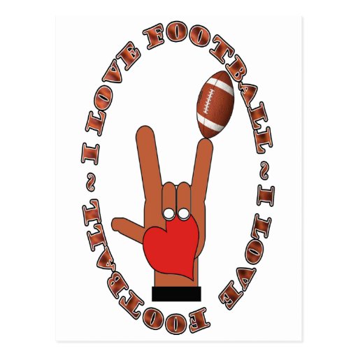 I Love Football ASL SIGN Postcard Zazzle