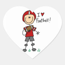 I Love Football Heart Stickers