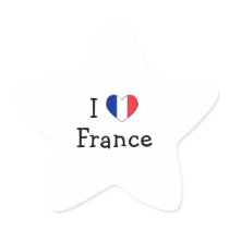 I Love France Star Stickers