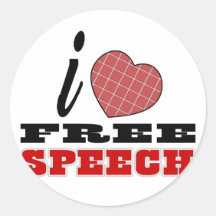 I Love Free Speech Round Stickers