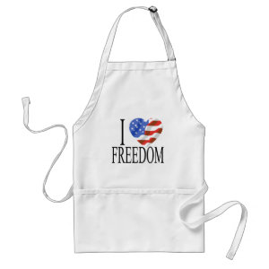 I Love Freedom US Flag Heart American Free Aprons