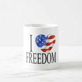 I Love Freedom US Flag Heart American Free Coffee Mugs