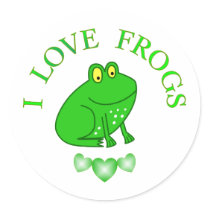 I Love Frogs Round Stickers