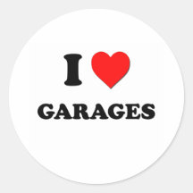 I Love Garages Round Stickers