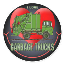 I Love Garbage Trucks Kids Sticker
