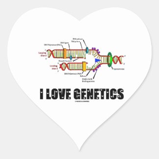 I Love Genetics (DNA Replication) Heart Stickers