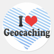 I Love Geocaching Round Sticker