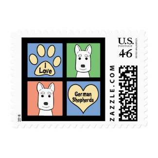 I Love German Shepherds stamp